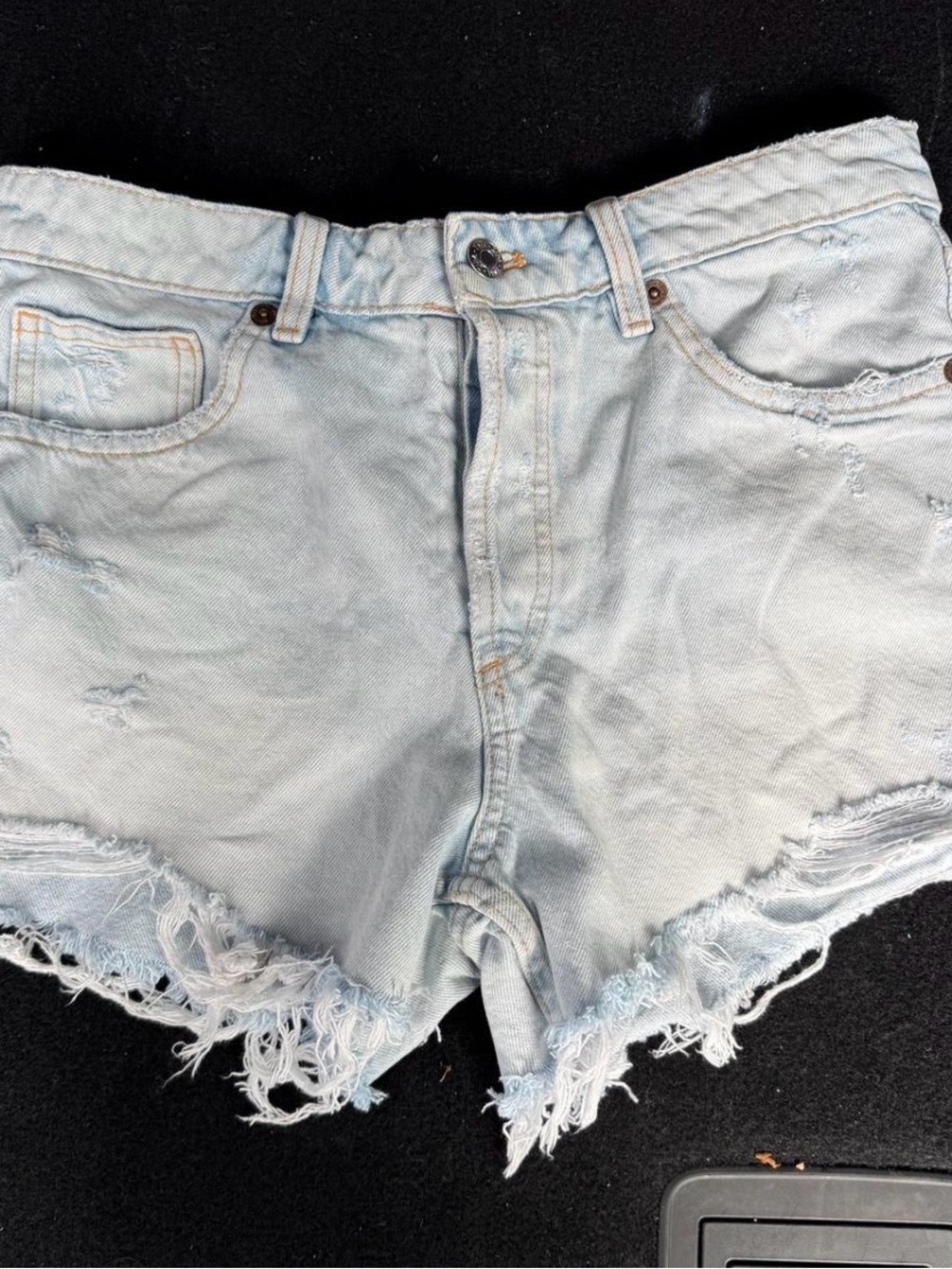 Zara Pale Blue Distressed Denim Cutoff Shorts